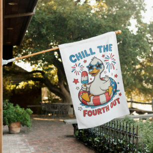 Chill The Fourth Out Goose 250th Anniversary House Flag
