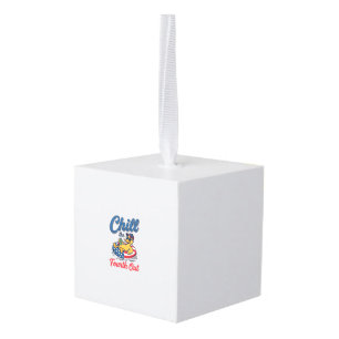 Chill the Fourth Out Patriotic Duck T-Shirt Design Cube Ornament
