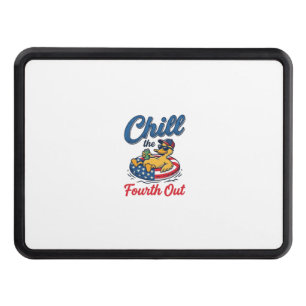 Chill the Fourth Out Patriotic Duck T-Shirt Design Hitch Cover