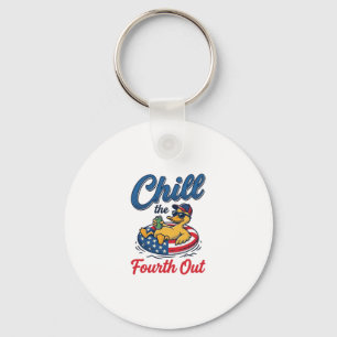 Chill the Fourth Out Patriotic Duck T-Shirt Design Keychain
