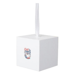 Chill The Fourth Out Patriotic Duck Vector Shirt_1 Cube Ornament