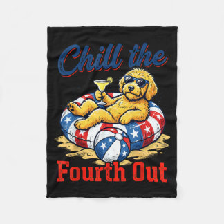 Chill The Fourth Out Patriotic Goldendoodle Usa Fleece Blanket