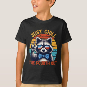 Chill The Fourth Out Raccoon 4th Of July Vintage T-Shirt