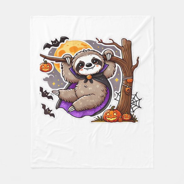 Chill Thrills Halloween Sloth Oversized T-Shirt Fleece Blanket (Front)