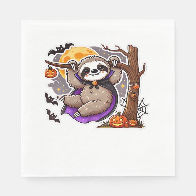 Chill Thrills Halloween Sloth Oversized T-Shirt Napkins (Front)