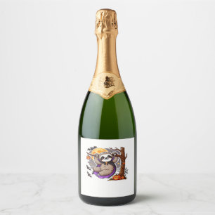 Chill Thrills Halloween Sloth Oversized T-Shirt Sparkling Wine Label