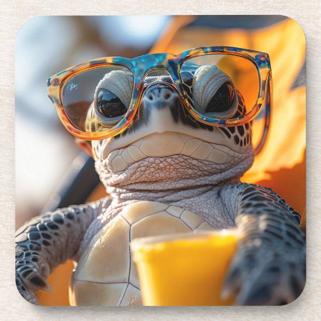 chill turtle beverage coaster (Front)