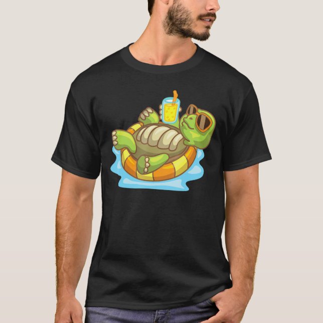 Chill Turtle With Sunglasses Swimming Funny Design T-Shirt (Front)