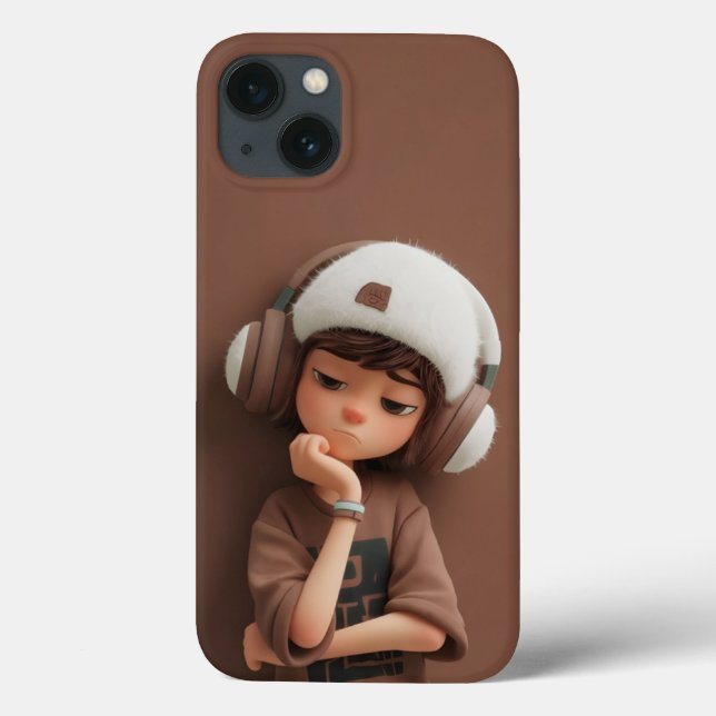 Chill Vibes: Aesthetic Boy with Headphones Case-Mate iPhone Case (Back)