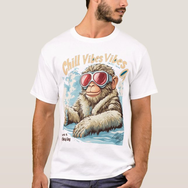 Chill Vibes Monkey Squad – Funny Winter Hot Spring T-Shirt (Front)