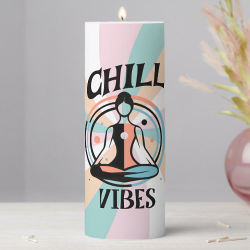 Chill Vibes Retro Colors Meditation Pillar Candle