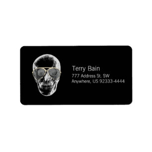 Chill Vintage Skull in Sunglasses Label