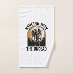Chill Zombie Shirt Vintage Halloween Graphic_1 Hand Towel