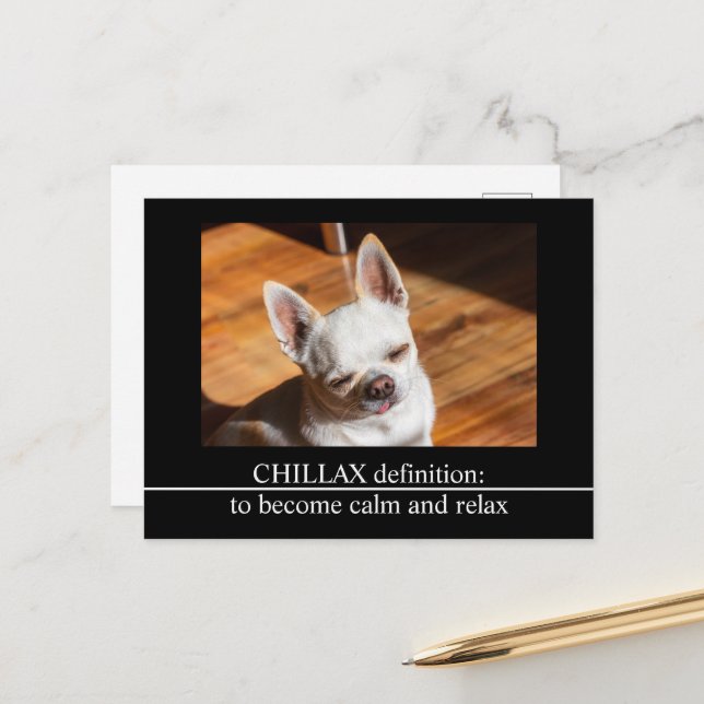 Chillax Chihuahua sleepy relaxed tongue out Photo Postcard (Front/Back In Situ)