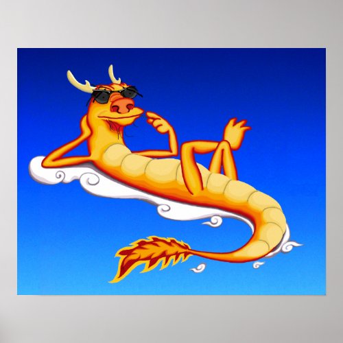 Chillax Dragon blue Poster