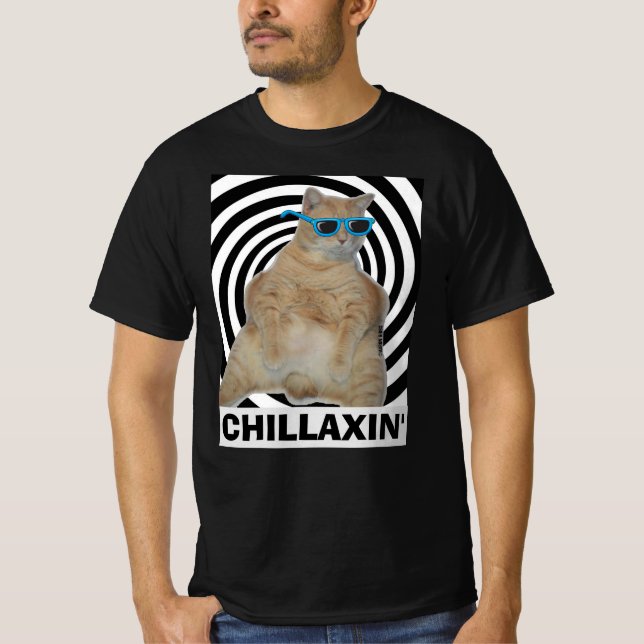 CHILLAXIN' Fat Manx Cat with Sunglasses T Shirt (Front)
