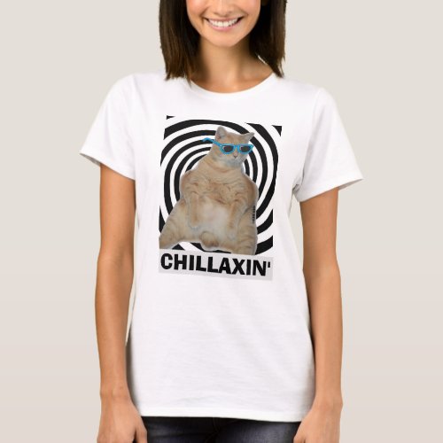 CHILLAXIN Fat Manx Cat with Sunglasses T Shirt