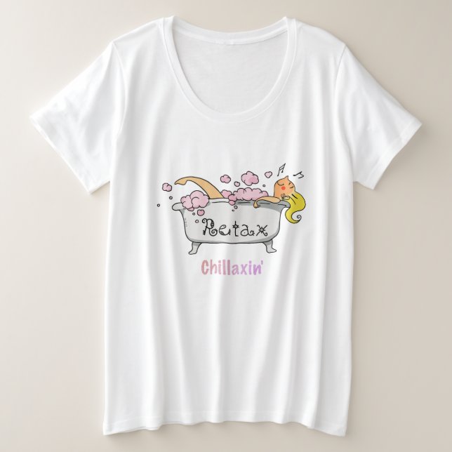 Chillaxin’ Vibes – Cute Relaxation Cartoon Plus Size T-Shirt (Design Front)