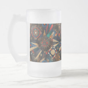 Chilled Aqua "Ancient Indigenous Chronicles" Frost Frosted Glass Beer Mug