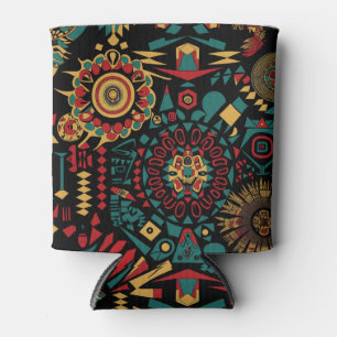 Chilled Cyan "Heritage-Inspired Patterns" Foam Can Cooler