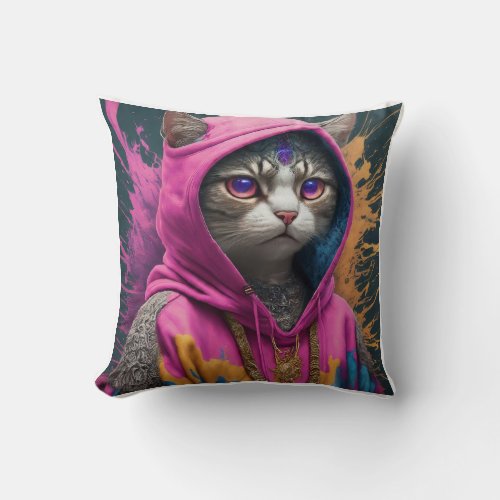 Chilled Out Cattitude Throw Pillow