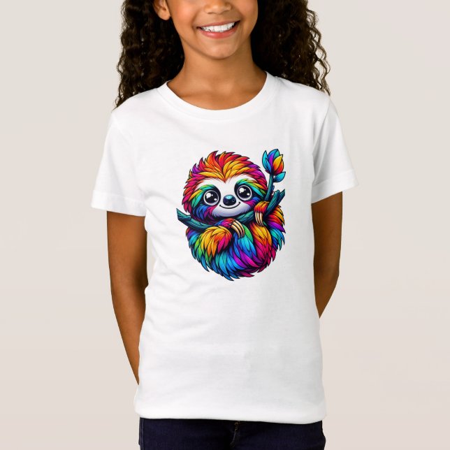 Chilled Sloth in Rainbow Vibes  T-Shirt (Front)