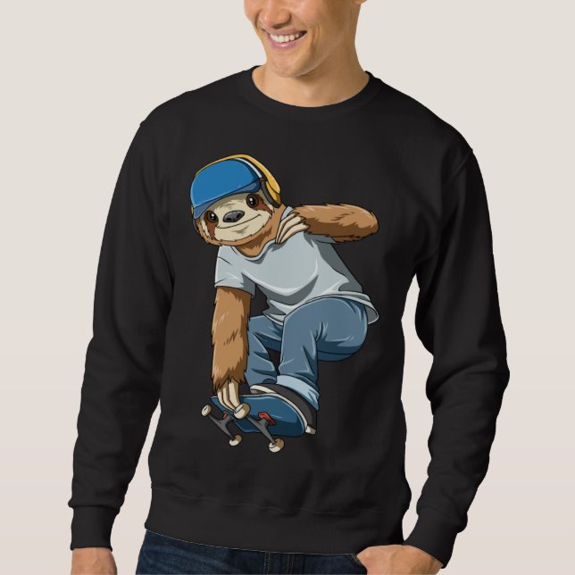 Chilled Sloth Skateboarding   Skater Sweatshirt (Front)