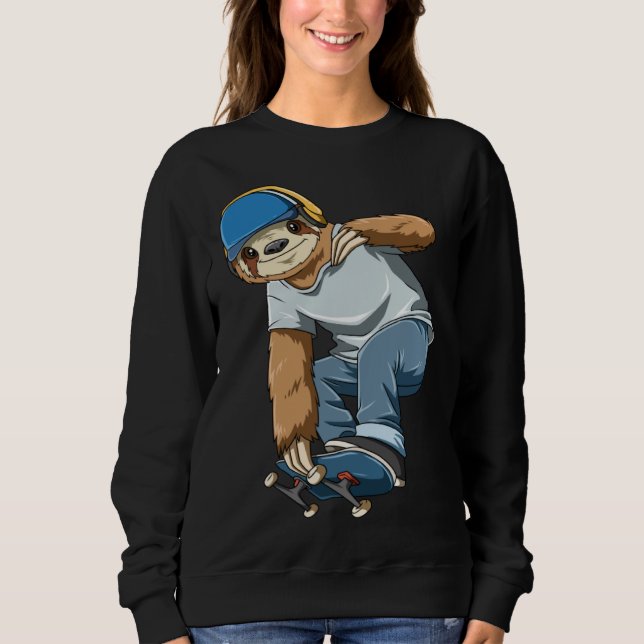 Chilled Sloth Skateboarding   Skater Sweatshirt (Front)