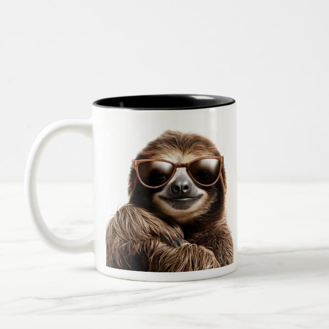 Chilled Sloth  Two-Tone Coffee Mug (Left)