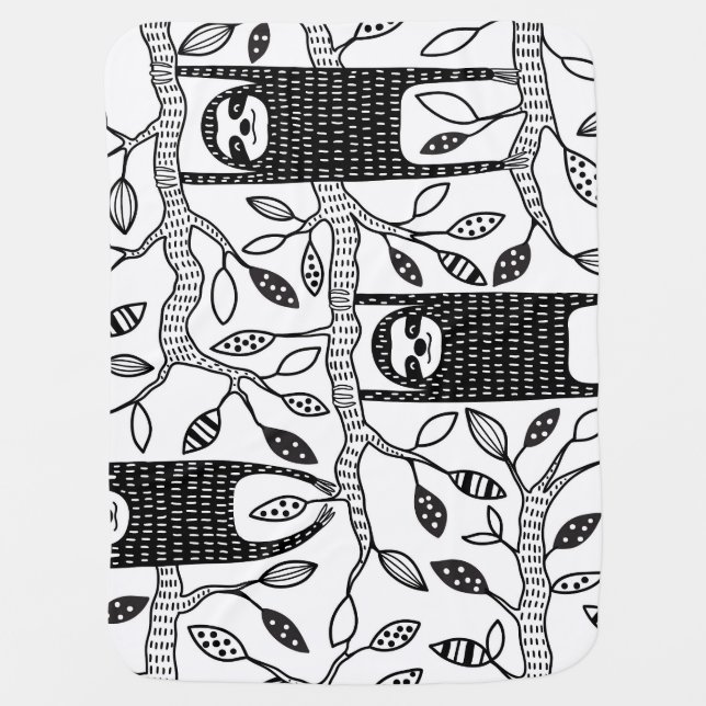 Chilled Sloths: Cute Animal Pattern. Baby Blanket (Front)