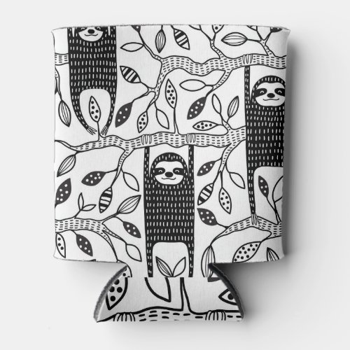 Chilled Sloths Cute Animal Pattern Can Cooler