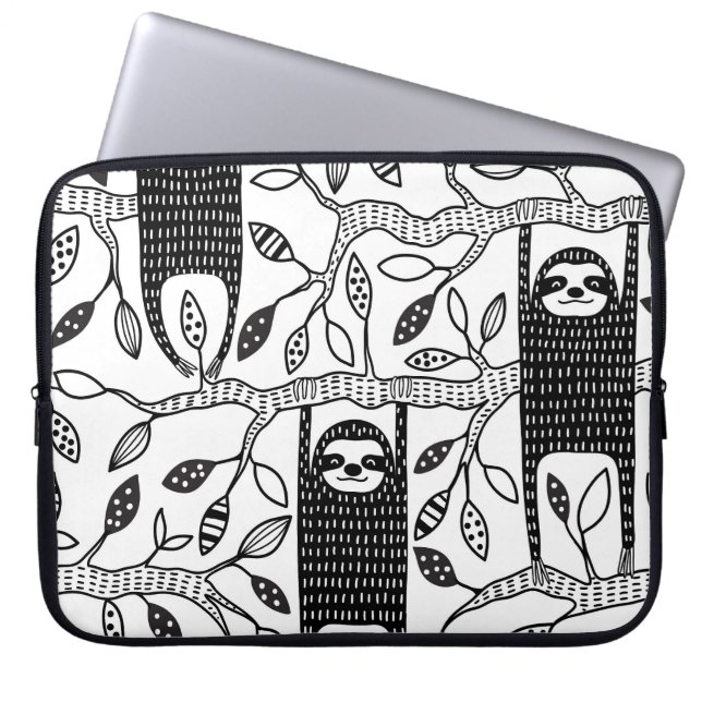 Chilled Sloths: Cute Animal Pattern. Laptop Sleeve (Front)