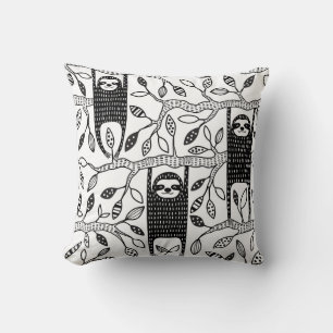 Chilled Sloths: Cute Animal Pattern. Throw Pillow