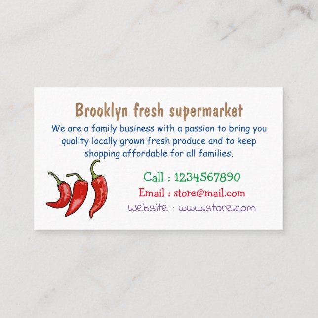 Chilli cartoon illustration business card (Front)