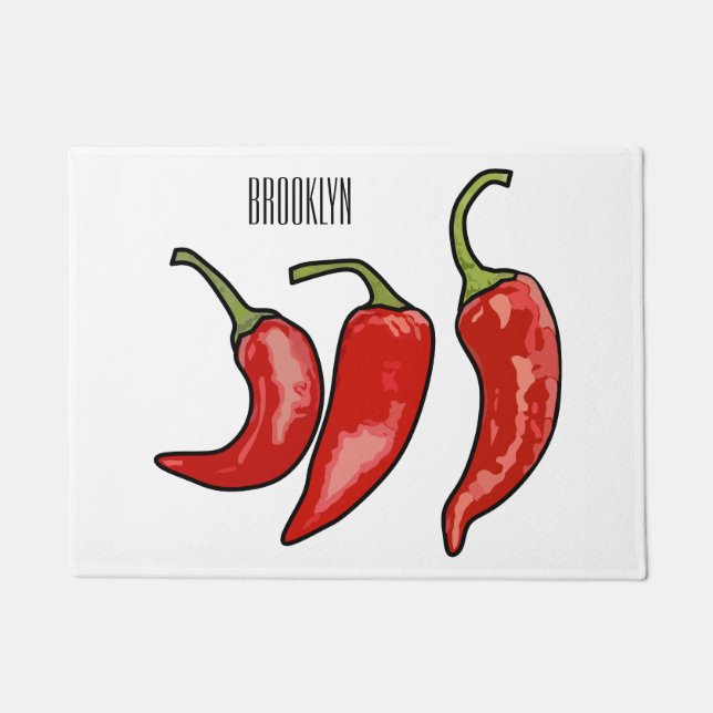 Chilli cartoon illustration  doormat (Front)