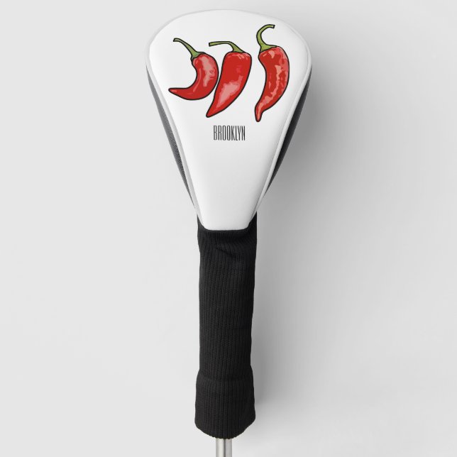 Chilli cartoon illustration  golf head cover (Front)