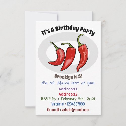 Chilli cartoon illustration  invitation