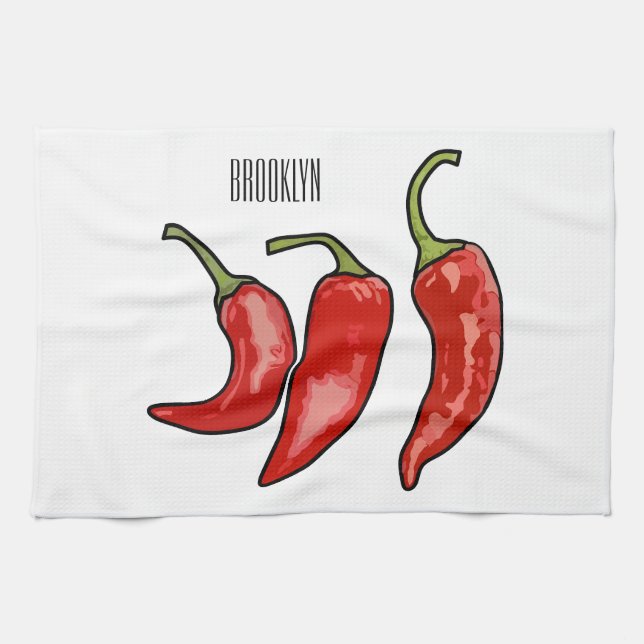 Chilli cartoon illustration  kitchen towel (Horizontal)