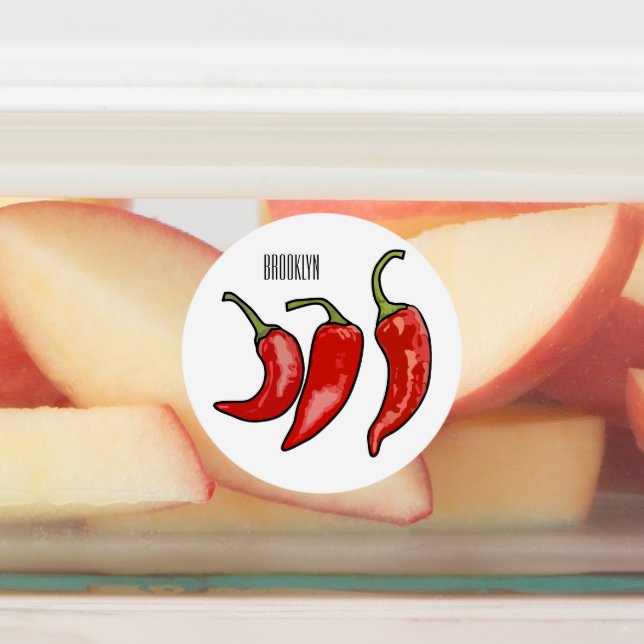 Chilli cartoon illustration  labels (Affixed)