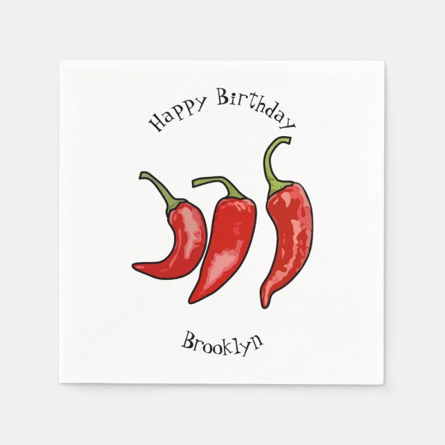 Chilli cartoon illustration  napkins (Front)