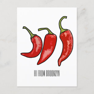 Chilli cartoon illustration  postcard