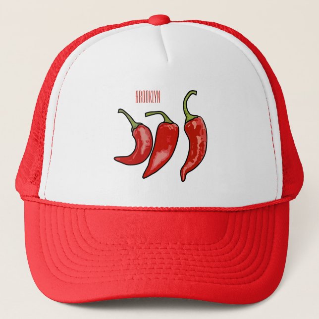 Chilli cartoon illustration  trucker hat (Front)