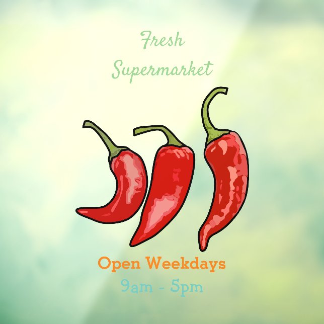 Chilli cartoon illustration  window cling (Sheet 3)