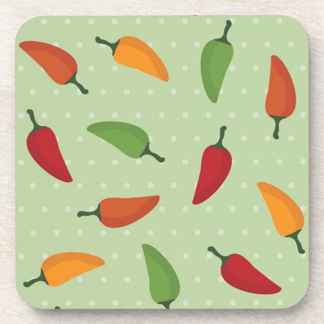 Chilli pepper pattern drink coaster (Front)
