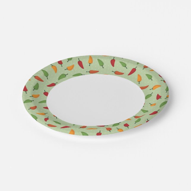 Chilli pepper pattern paper plates (Angled)