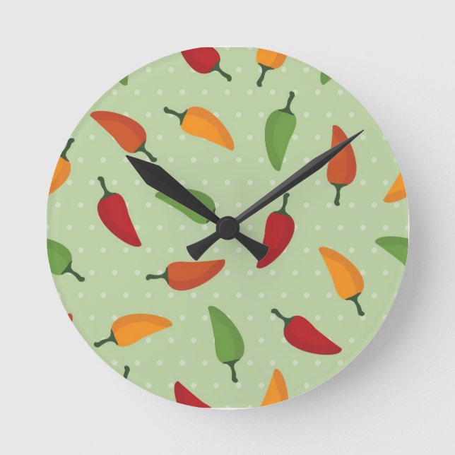 Chilli pepper pattern round clock (Front)