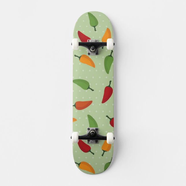Chilli pepper pattern skateboard deck (Front)