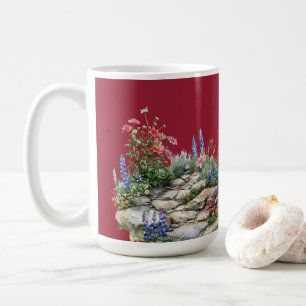 Chilli Pepper Red Rock Garden Wildflowers Coffee Mug