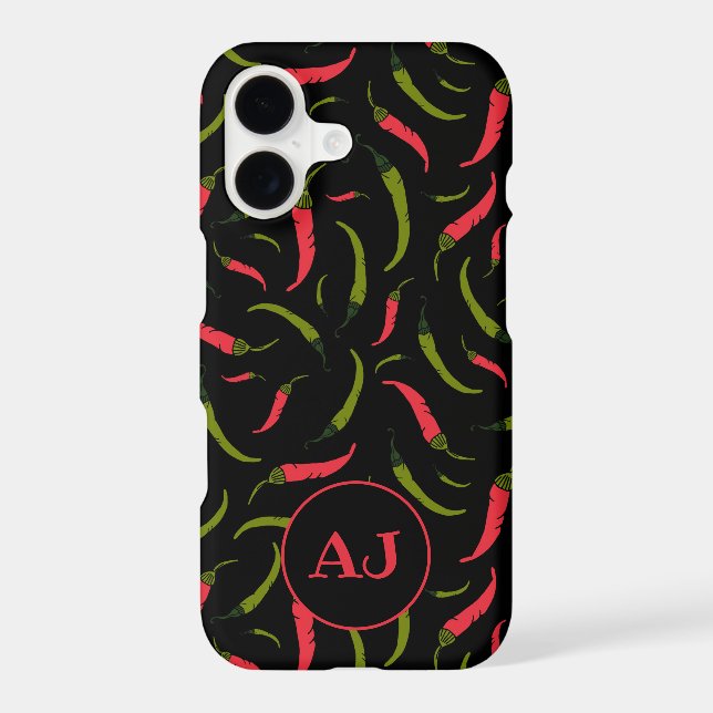 Chilli Peppers Pattern on Black Iphone Case (Back)