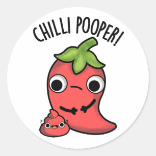 Chilli Poooper Funny Pepper Pun Classic Round Sticker